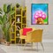 Stupell Industries Groovy Daisy Wig Cat Framed Floater Canvas Wall Art Design by Michael Quackenbush